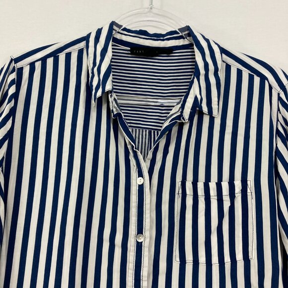 Jane and Delancey size XL Blue White Stripes Soft Flowy Button Back Button Up - Picture 4 of 10